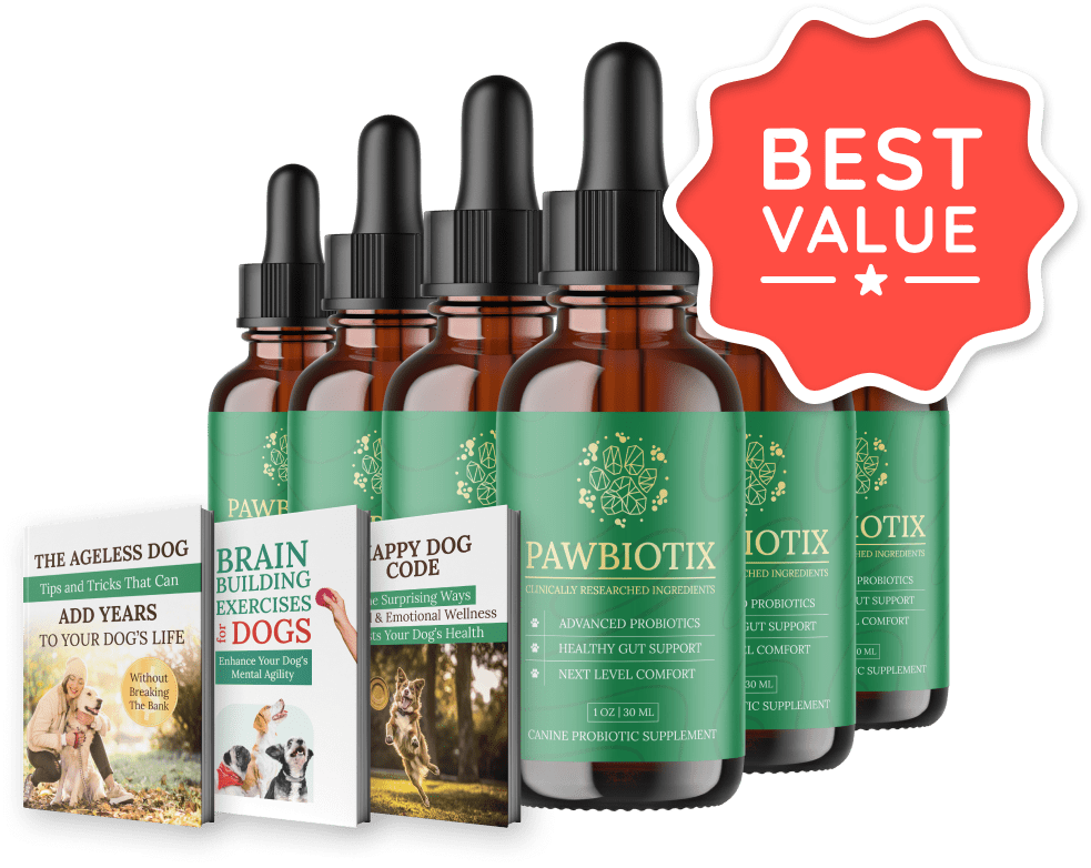 PawBiotix 6 bottle pack with 3 free dog-owner guides